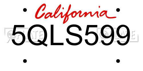 5QLS599 California License Plate