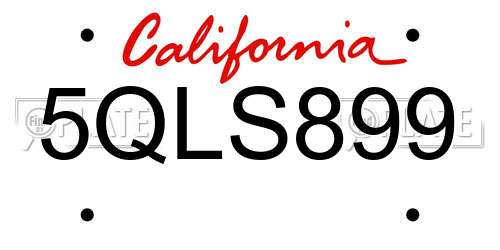 5QLS899 California License Plate