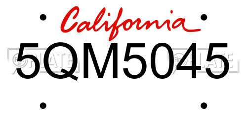 5QM5045 California License Plate