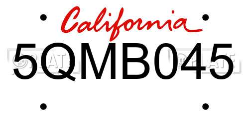 5QMB045 California License Plate