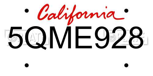 5QME928 California License Plate