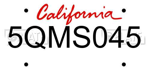 5QMS045 California License Plate