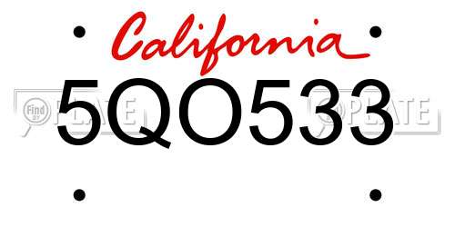 5QO533 California License Plate