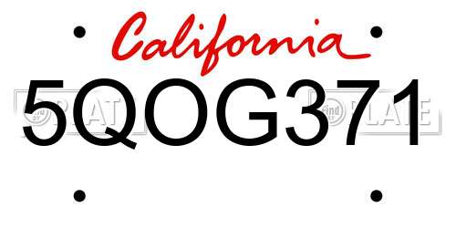 5QOG371 California License Plate