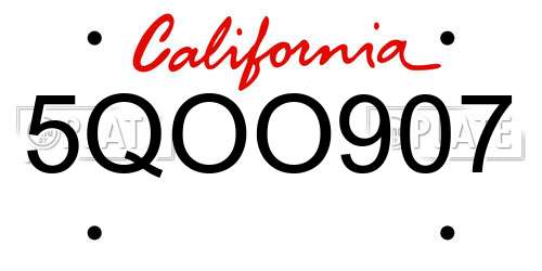 5QOO907 California License Plate