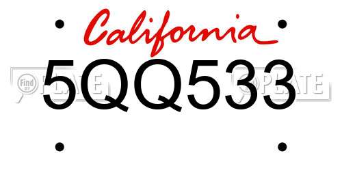 5QQ533 California License Plate