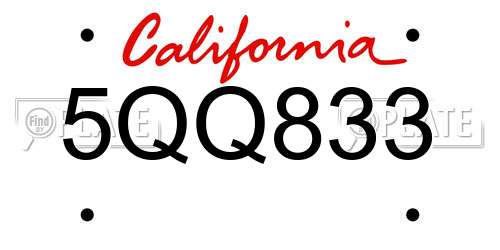 5QQ833 California License Plate