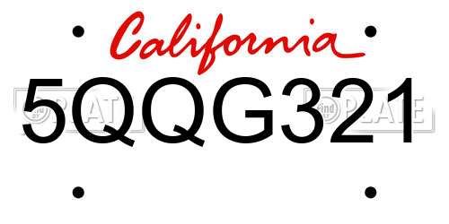 5QQG321 California License Plate
