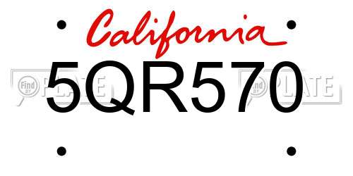 5QR570 California License Plate