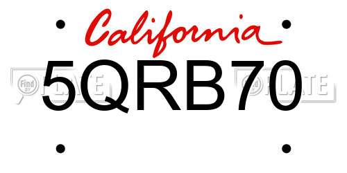 5QRB70 California License Plate