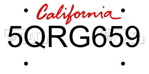 5QRG659 California License Plate