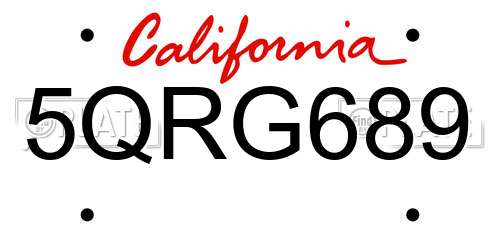 5QRG689 California License Plate