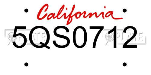 5QS0712 California License Plate