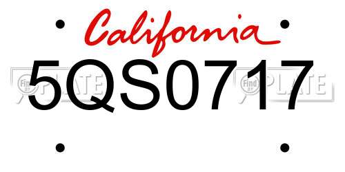 5QS0717 California License Plate