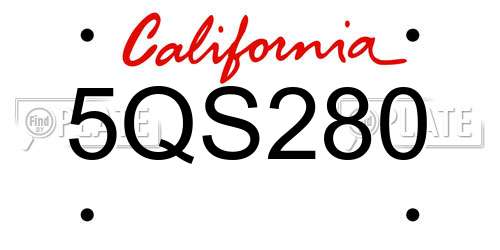 5QS280 California License Plate