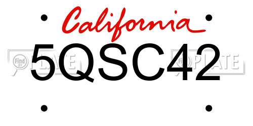 5QSC42 California License Plate