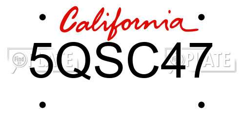 5QSC47 California License Plate