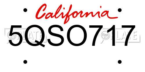 5QSO717 California License Plate