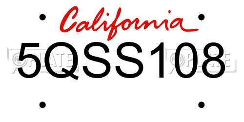5QSS108 California License Plate