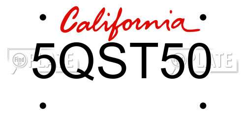 5QST50 California License Plate