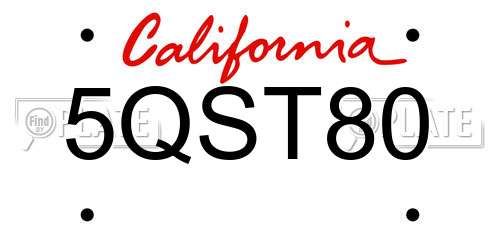 5QST80 California License Plate
