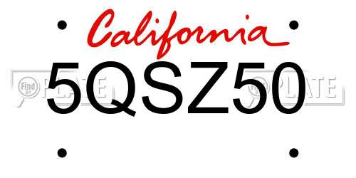 5QSZ50 California License Plate