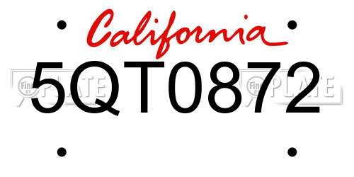 5QT0872 California License Plate