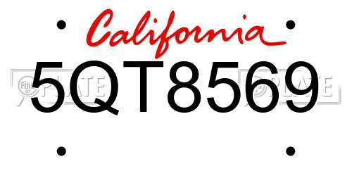 5QT8569 California License Plate