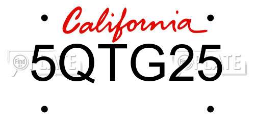 5QTG25 California License Plate