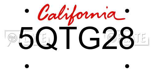 5QTG28 California License Plate