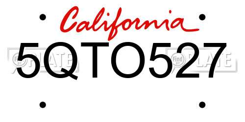 5QTO527 California License Plate