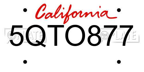 5QTO877 California License Plate