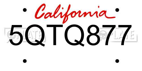 5QTQ877 California License Plate