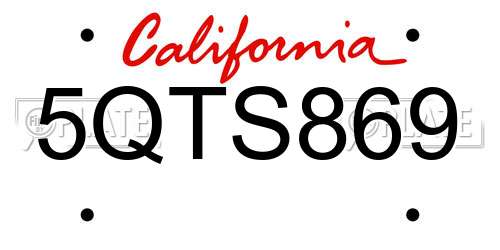 5QTS869 California License Plate