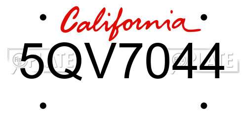 5QV7044 California License Plate
