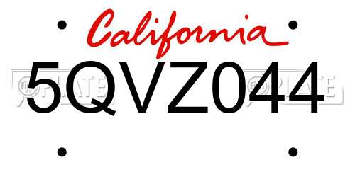 5QVZ044 California License Plate