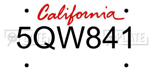 5QW841 California License Plate