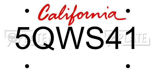 5QWS41 California License Plate