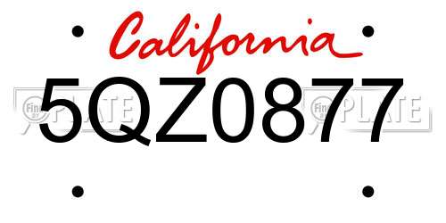 5QZ0877 California License Plate