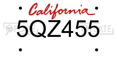 5QZ455 California License Plate