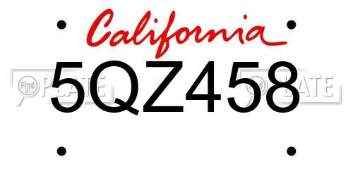 5QZ458 California License Plate