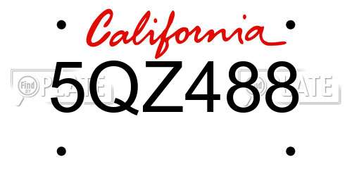 5QZ488 California License Plate
