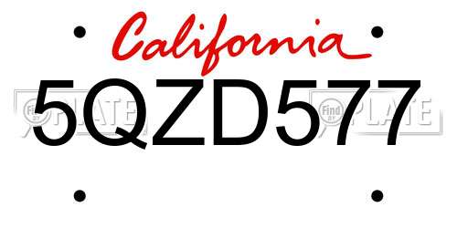 5QZD577 California License Plate