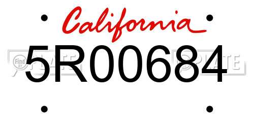 5R00684 California License Plate