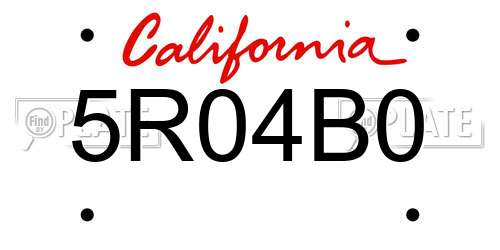 5R04B0 California License Plate