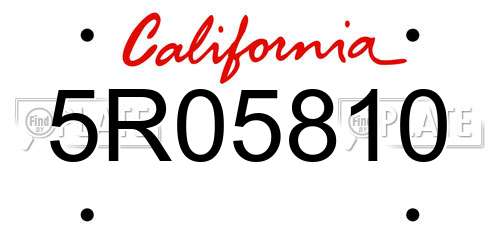 5R05810 California License Plate