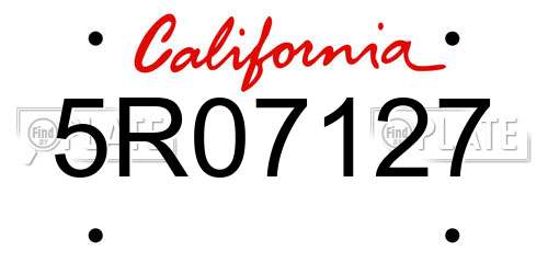 5R07127 California License Plate