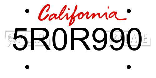 5R0R990 California License Plate