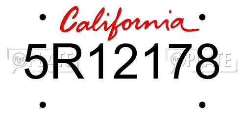 5R12178 California License Plate