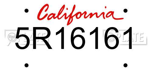 5R16161 California License Plate